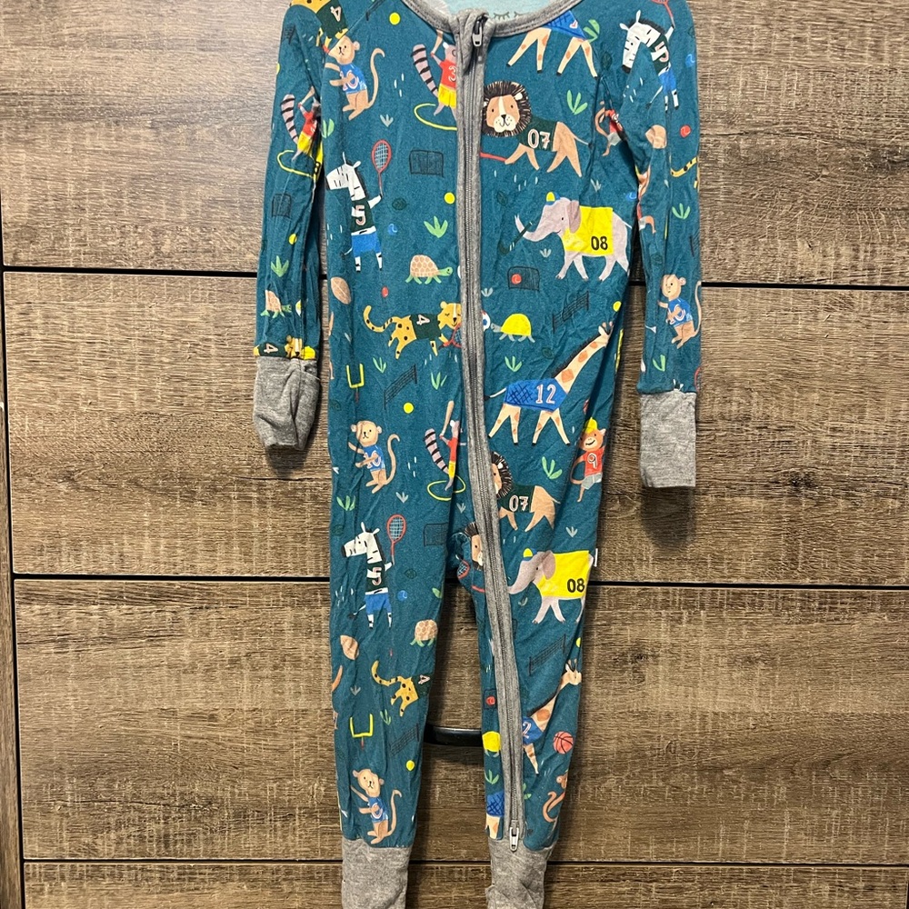 Little Sleepies Teal Animal Print Footie